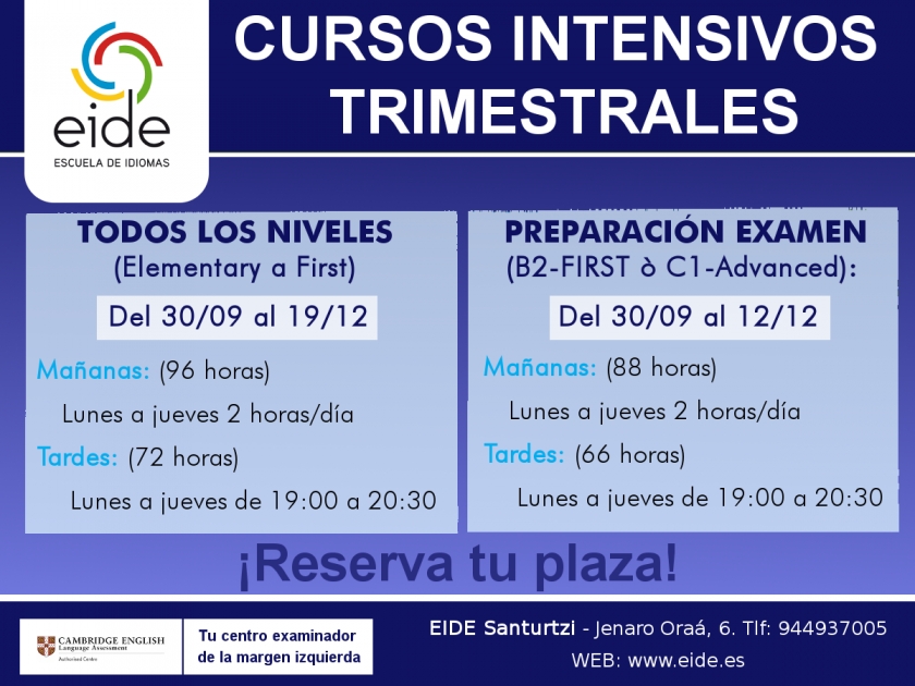Intensivos primer trimestre curso 2019-2020