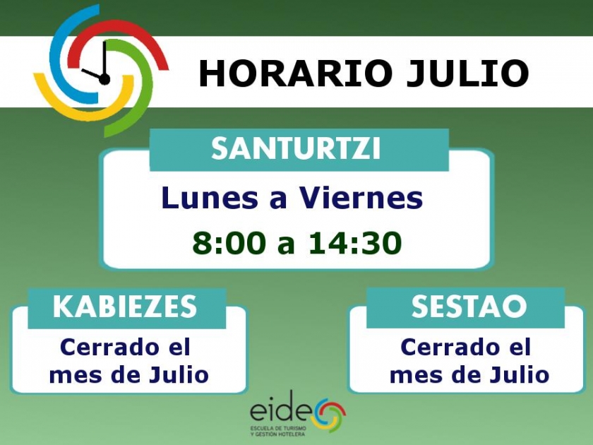 NUEVO HORARIO DE JULIO